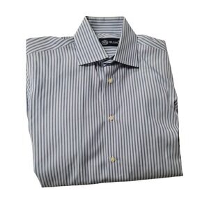 Fellini Mens Dress Shirt Blue Long‎ Sleeve Striped Size 16.5 X 33 Businesswear